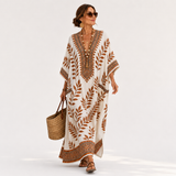 Nora — Cream Botanický-Potisk Kaftan