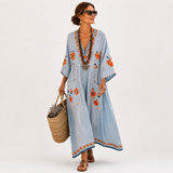 Marina — Modrý Vyšívaný Kaftan