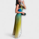 Haven – Stylový Bez zad Maxi Šaty s Gradient a Vázání Pleats