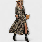 Natalie - Stylový Šaty s Leopardí Potisk
