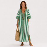 Zoé — Zelený Pruhovaný Kaftan