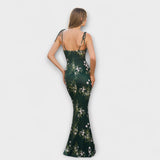 Mila — Ball Gown s květinový potisk a tied straps